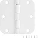 Design House Door Hinge, 3.5 in x 3.5 in, 5/8 in Radius, Interior, Rounded Steel, Removable Pin, Pre-Lubricated, Easy to Install, White Finish, 9 Pack, 189829