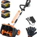 Cordless Snow Shovel, 3500W Battery Snow Blower with Dual 6.0Ah Anti-Freeze Batteries & Base Plate, 25.6Ft Throw, 13Inx7In Brushless Snow Shovel with Wheels for Driveway Sidewalk Snow Removal