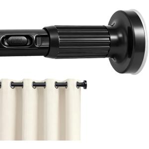 Tension Curtain Rod 39-122 In (3.3-10Ft), Heavy Duty Long Curtain Rods No Drilling for Window, Shower Curtain Rod for Bathroom, Adjustable Outdoor Tension Rod for Patio, Never Rust, Black