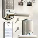 Veise VE019 Fingerprint Smart Lever Lock - APP Control, Keypad Door Lock with Handle, Keyless Entry for Front Door and Bedroom, Electronic Digital Knob, Remote Grant, IP55 Weatherproof, Satin Nickel