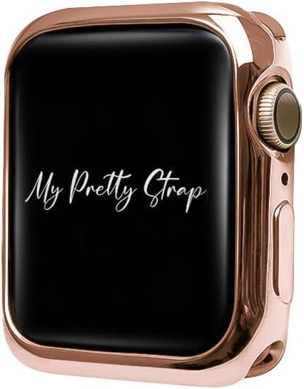 My Pretty Strap Glossy XOXO Protective Case for Apple Watch  Luxury Metal Cover for Women, Scratch-Resistant  Compatible with Apple Watch 38/40/41/42/44/45/46/49mm Gold, Rose Gold, Silver