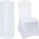 White Chair Covers 50 pcs Stretch Spandex Chair Covers Universal Fitted Chair Cover Protector for Wedding,Party, Banquet, Holidays, Celebration, DecorationWhite, 50 PCS