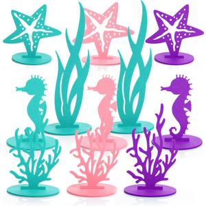 Prasacco 22 Pcs Ocean Party Decoration, Felt Table Centerpiece Under the Sea Party Decorations Supplies for Ocean Theme Mermaid Birthday Party DIY Baby Shower Decoration