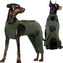 Kuoser Thigh Wound Protective Sleeve for Dogs, Dog Surgery Recovery Suit for Rear Legs, Dog Recovery Sleeve for Female Male Dogs, Dog Onesie After Surgery Pet Surgical Suit for Spay Neuter, Green L (L (Prioritize CHEST GIRTH:23.6-27.6''))