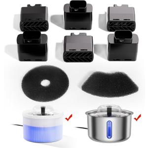 Replacement Filters for Cat Water Fountain XYSJ02 XYSJ04, 6 Months Set of Replacement Filters for Pet Water Fountain, Black 6 Count (Pack of 1)