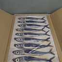Coastal Sardine Wall Art Framed Nautical Fish Poster Rustic Beach House Wall Decor Kitchen Dining Room Sea Life Painting Vintage Ocean Animal Picture Print (Wood Frame) 16x24Inchs
