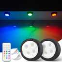 Stick on Lights with Remote Shelf Battery Operated Push Lights Small Led Bookshelf Above Cabinet Lighting 2 Pack Black