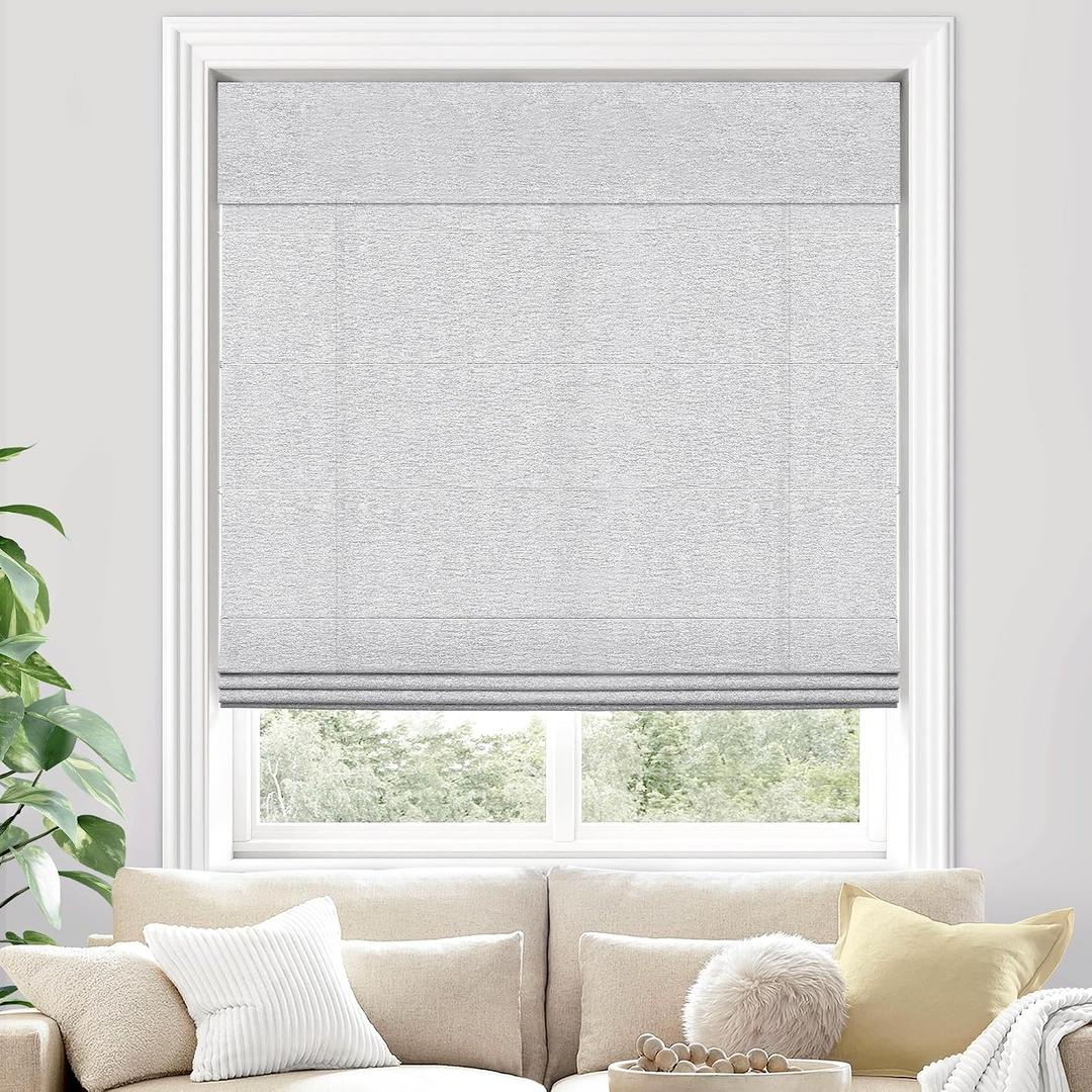 UNISHADES Light Filtering Cordless Roman Shades for Indoor Windows & French Doors, 30 3/4" W 60" H - Light Filtering - Light Grey
