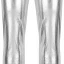 Kids Girls Boys Metallic Leggings Pants Modern Hip Hop Street Dance Performance Costume Trousers (Silver, XS)