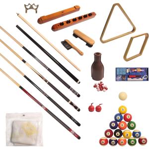 ISPiRiTo Pool Table Accessory Kit Premium Billiard Acc Kit Professional Billiards Equipment Deluxe Snooker Parts - 58 Inch Pool Sticks 2-1/4 Inch Billiard Balls Set Bridge Stick and Head Brush etc