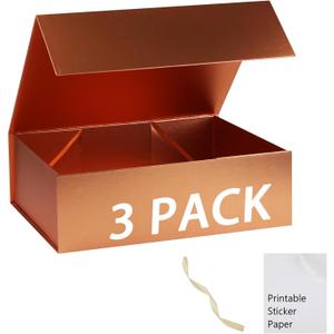 Rose Gold Gift Box,19x16x6 Large Gift Boxes With Lids For Presents Includes Ribbon And Diy Printable Sticker Paper,Bridesmaid Proposal Box,Magnetic Gift Box For Birthday,Wedding,Graduation