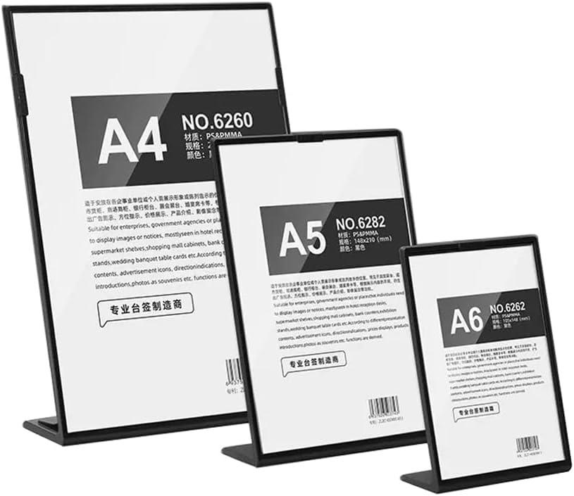 ABS Plastic Slanted Sign Holder, Menu Displays Black L Sign Stand A4/A5/A6 (A4 210297mm/8.2711.69 inches)