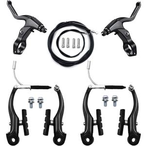 V-Type Bike Brake Set, Complete Universal Bike Front and Rear MTB Brake, Bicycle Brakes, Inner and Outer Cables, Include Brakes Lever Calipers Multi-Tool Wrenches