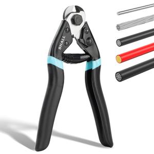 SHALL Cable Cutter, 7-1/2 inch Wire Rope Cutter Heavy Duty for Cuttng Up to 5/32", Chrome Vanadium Steel Jaw for Hard Wire Ropes, Steel Wires, Aircraft Cables, Railing, Metal Fence, Bike Bicycle Brake