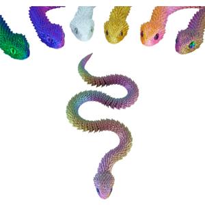3D Printed Articulated Snake  29.5'' Crystal-Like Movable Snake Realistic Slithering Design, Collectible Articulated Model (Bule red Green) (Purpel Blue Green)