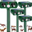 4 Pack 2025 Solar Ultrasonic Repellent Outdoor, Cat Deterrent Squirrel Rabbit Deer Repellent Devices Skunk Repellent for Yard Motion Detection Animal Deterrent for Dog Racoon Rodent Mole