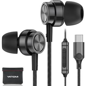 USB C Headphone for Samsung S25 S24 S23 Ultra FE S22 A16 A55 A54 Wired Earbuds Magnetic in-Ear Type C Earphone with Microphone Volume Control Stereo Noise Canceling for iPhone16 15 Pro Max Pixel 9 8a