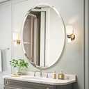 USHOWER Bathroom Mirror for Over Sink, 24x36 Inch Oval Frameless Mirror, Beveled and Polished, Decorative Wall Mirror for Bathroom, Bedroom, Vanity, Entryway, Modern and Elegant