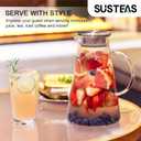 SUSTEAS 2.0 Liter 68oz Glass Pitcher with Lid, Easy Clean Heat Resistant Glass Water Carafe with Handle for Hot/Cold Beverages - Water, Cold Brew, Iced Tea & Juice, With 1 Long-Handled Brush Included