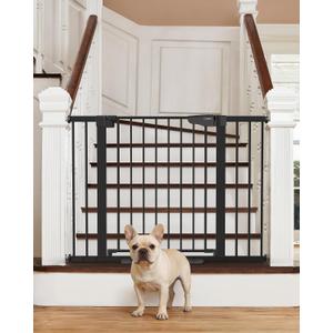 Cumbor 29.7-46" Baby Gate for Stairs, Mom's Choice Awards Winner-Auto Close Dog Gate for The House, Gifts for Mom, Easy Install Pressure Mounted Pet Gates for Doorways, Black