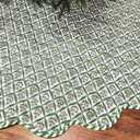 Quilted Christmas Tree Skirt - Vintage Floral Block Print Christmas Tree Skirt with Scalloped Edge Thicken Cotton for Home Decorations Holiday Party Gift(60 Inch,Checkered Floral,Green)