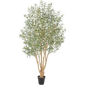 Nafresh Majestic Faux Olive Tree 8ft Artificial Olive Tree Indoor & Outdoor with Lifelike Leaves & Textured Branches for Living Room, Office, Entryway,Patio
