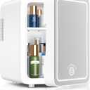 Skincare Fridge With Dimmable LED Light Mirror, 4L Makeup Mini Fridge for Bedroom, Car, Office & Dorm, Cooler & Warmer, Portable Small Refrigerator for Cosmetics, Skin Care and Food, White