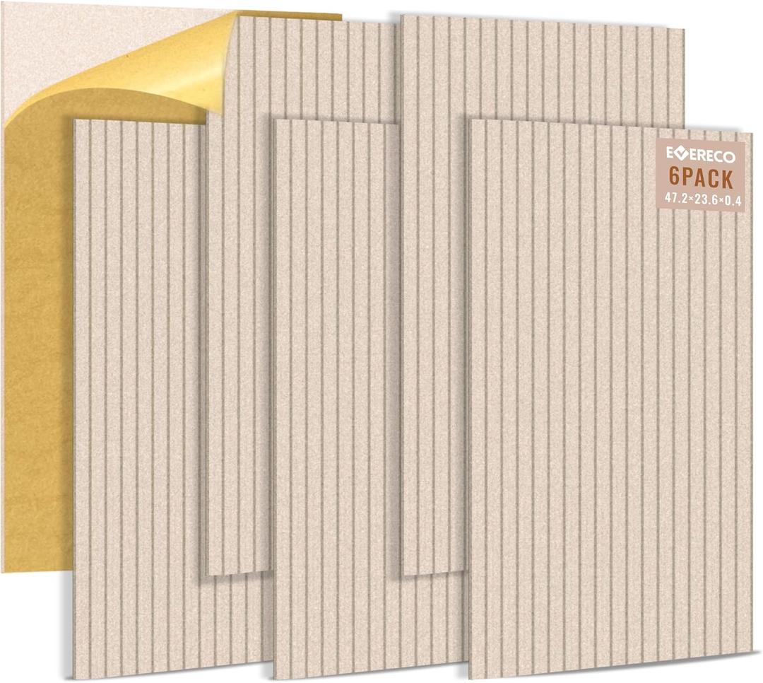 EVERECO 6 Pack Large Acoustic Panels, 47.223.60.4 inches, Soundproof Panels for Wall, Suitable for Live Broadcast Room, Media Room, Office Studio&Home(Camel)