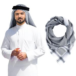 Adult Men Arab Head Scarf Keffiyeh Middle East Desert Shemagh Wrap Muslim Headwear Arabian Costume Accessories 54x54