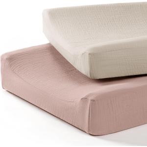 lulumoon Baby Changing Pad Cover: Muslin Diaper Changing Table Pad Cover - Changing Pad Sheets for Girls Boys (S-cream&sand)