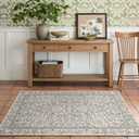 Jinchan Zenith Floral 3x5 Area Rug Machine Washable Soft Low-Pile Non-Slip Vintage Botanical Aesthetic Throw Carpet for Entryway Bedroom Kitchen Living Room Nursery Blue/Cream