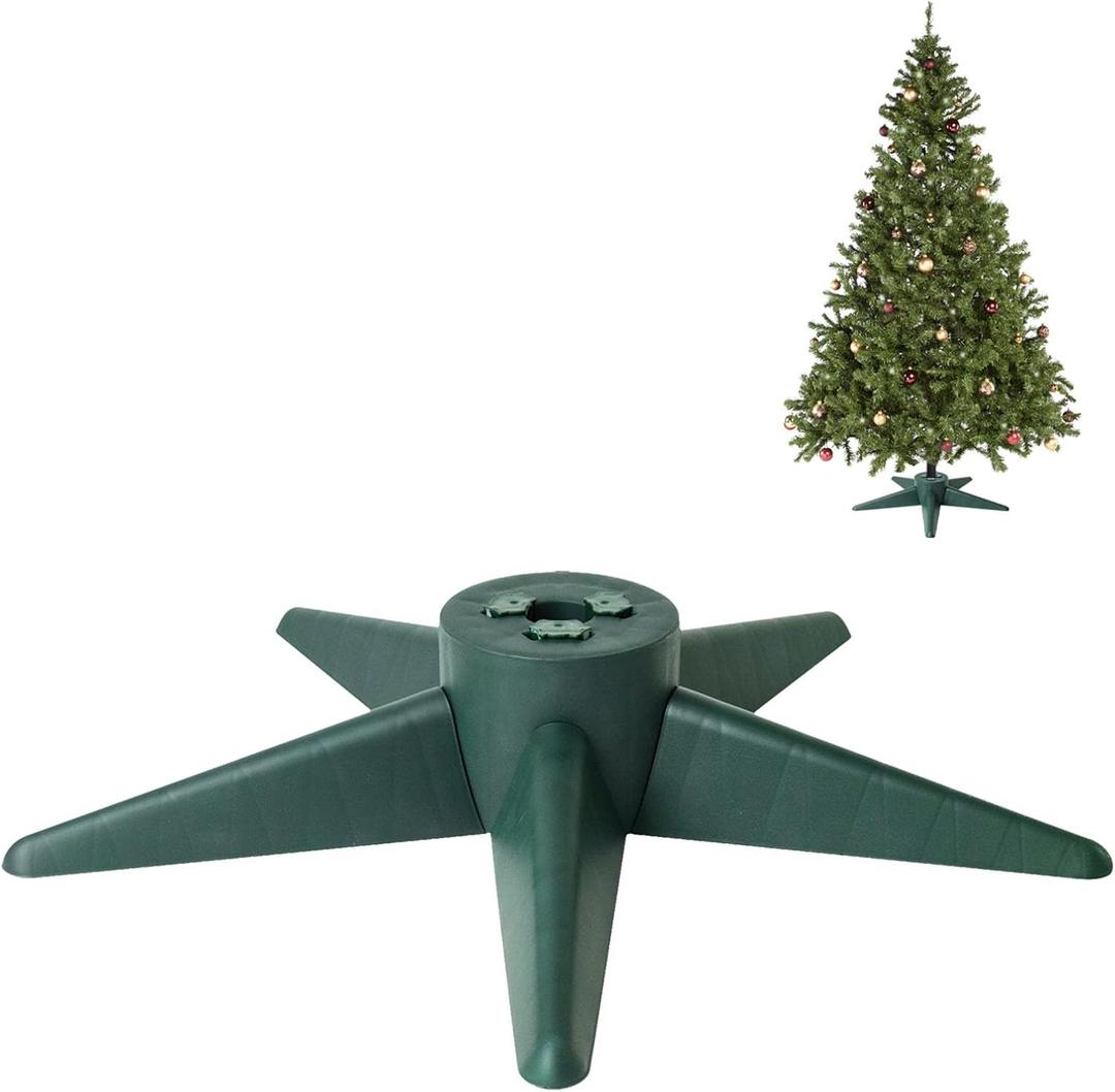 Bjartur Christmas Tree Stand, Christmas Tree Base for Artificial Tree up to 7 Ft Adjustable Holder Replacement Fits 0.75/0.87/1.25 Inch Xmas Tree Pole Green Decorations