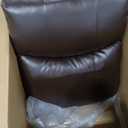 Classic Rivets Leather Recliner Chair for Living Rooms, Swivel Rocker Recliner Chair with Heat and Massage, Wall Hugger Glider Reclining Sofa for Small Spaces, Brown