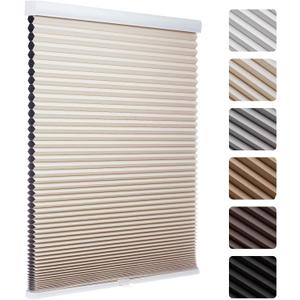 1.5-Inch Cellular Cordless Blackout Shades,Thermal Insulating Noise Reducing Waterproof Blinds,Honeycomb Window Treatments for Indoor Light Control (Beige-24 W x 36" H)