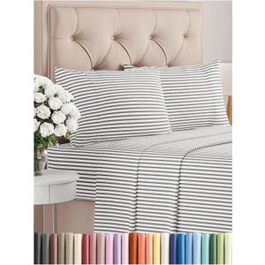 Queen Size 4 Piece Sheet Set - Comfy Breathable & Cooling Bed Sheets Set - Hotel Luxury Bedding for Women, Men, Kids, Teens, Boys & Girls - Deep Pockets, Soft, Wrinkle Free - Oeko-Tex - Grey Stripes 2