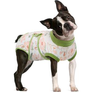 FUAMEY Dog Recovery Suit Male,Dogs Surgery Neuter Suits Puppy Spay Shirts for Female Protect Dog's Skin Anti Licking Abdominal Wounds Doggie Onesie Pet Bodysuit Alternative to Cone Rabbit Flower L