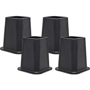 Kings Brand Furniture 6-inch Bed Risers - Set of 4 Black Heavy Duty Stackable Furniture Risers for Under Bed Storage, Desk, Sofa, Couch