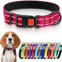 CollarDirect Reflective Dog Collar for a Small, Medium, Large Dog or Puppy with a Quick Release Buckle - Boy and Girl - Nylon Suitable for Swimming (14-18 Inch, Pink)