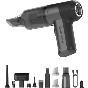 Scosche SCOVAC Cordless Handheld Vacuum Cleaner with Inflator, Deflator & Air Duster, 4-in-1 Small, High Power, Rechargeable and Portable Hand Held Vacuum for Car, Home, Office, Pet Hair