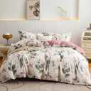 OAITE Duvet Cover Set Twin Size Floral Pattern 600 Thread Count Ultra Soft 100% Long Staple Cotton Duvet Cover Sets 3-PC, Breathable Duvet Cover with Zipper Closure & Corner Ties (Twin-68" x 90", Fankra)