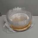 Nitial 12 Pcs Heavy Duty Serving Tray with Clear Lid, Round Elegant Gold Catering Trays Disposable Large Plastic Platters for Fruit Cake Sandwich Food Picnic Christmas Party Supplies (12 Inches)