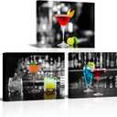 RnnJoile Cocktail Canvas Wall Art Black and White Bar Picture Prints Wine Paintings for Dining Room Bar Pub Decor Framed 12"x16" for Each (Small)