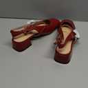 Womens Square Toe Mary Jane Pumps Chunky Low Heels Ankle Strap Slingback Wedding Party Dress Shoes (7.5, Red)