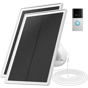 Solar Panel Charger for Ring doorbell Camera, Compatible with Ring Video Doorbell 3/3+/4, Battery Video Doorbell Plus, Not for Ring Video Doorbell 2, Waterproof, 6W Fast Charging (2Pack)