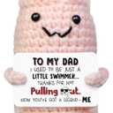 Funny Dad Gifts from Daughter Son - Emotional Support Crochet Wiener - Birthday Gag Gifts for Dad Who Wants Nothing, Funny Gag Gift for Men Birthday, White Elephant Gift Ideas (Blush  Fun Humor)