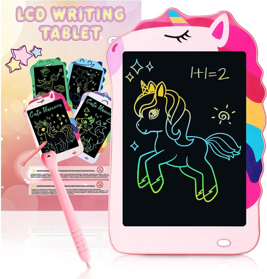 Unicorn Toys LCD Writing Tablet for Girls Kids, Colorful Toddler Toys Drawing Board, Educational Kid Toys Doodle Pad Toys for 3 4 5 6-12 Years Old Girls Boys Birthday Party Christmas Gift, 8.5 Inch (Pink)