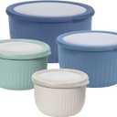 Oggi Set of 4 Prep, Store & Serve Plastic Bowls - w/See-Thru Lids- Dishwasher, Microwave & Freezer Safe, (0.7, 1.4, 2.6, 4 Quarts) - Multicolor