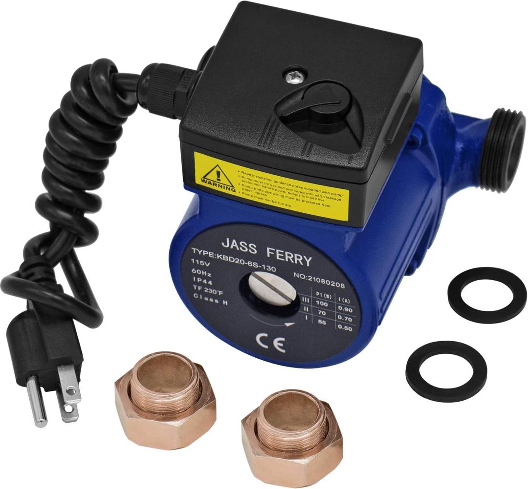 JASSFERRY Hot Water Recirculation Pump 115V 3/4 inch NPT Recirculating System Circulation Replacement Pumps for Solar Water Heater Circulating Boiler Circulator