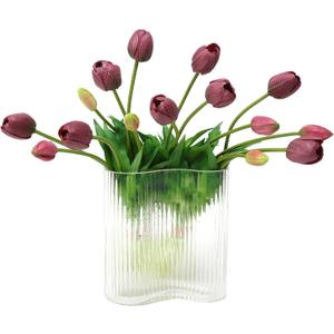 Artificial Tulips Flowers (15pcs, Purple), Real Touch Latex Bouquet for Home, Wedding, Table Centerpiece and Party Events Decoration, DIY Fake Floral Arrangements (Vase not Included)