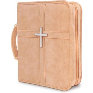 RAWILL PU Leather Bible Cover Case with Phone Pocket for Men & Women, Durable Protective Book Cover, Fits Most Standard Bibles, Brown